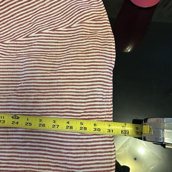 Reformation Cecilia Mini Dress Linen Pink White Striped Belt 6 - Missing Button - Picture 10 of 10